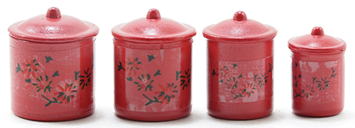 Dollhouse Miniature Canister Set, Assorted, Blue, Red, Yellow